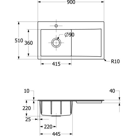 Villeroy & Boch 335200R8 EB-SP Subway Style 50 900x510 mm IB gauche