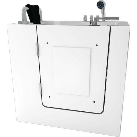 Sitzwanne Whirlpool Badewanne mit Tür S02WP-TH-B-L 100x78cm (1/5)