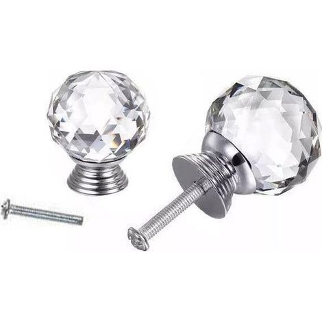 Boutons de porte en verre cristal, poignées de tiroir, boutons de porte de placard avec vis, lot de 10, 40 mm (1/5)