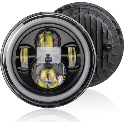 Faro LED redondo de 7 pulgadas para coche/moto, 12V/24V, compatible con Jeep Wrangler, intermitente retro. (1/5)