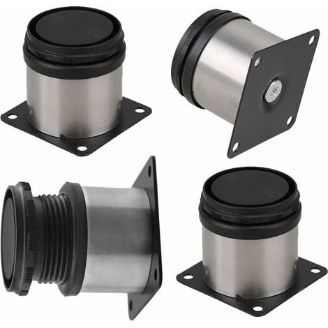 Lot de 4 pieds de meuble réglables en inox, 50x50 mm, noirs – DELKEVIC (1/5)