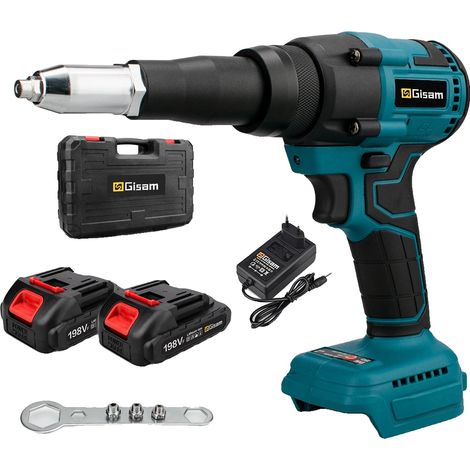 Pistolet à riveter électrique, force de traction de 20000N, fonctionnement automatique, 2 Batterie BoîteEnPlastique (1/2)