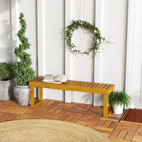 Banc de jardin banc en bois de pin 2 places banquette de jardin assise à lattes 132 x 34 x 43 cm bois naturel (1/5)