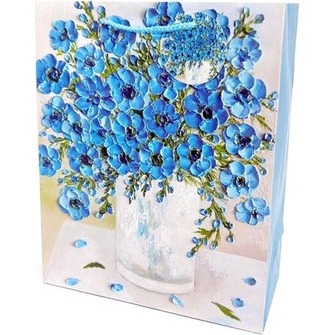 Borsa decorativa opaca 26x32x12cm con fiori