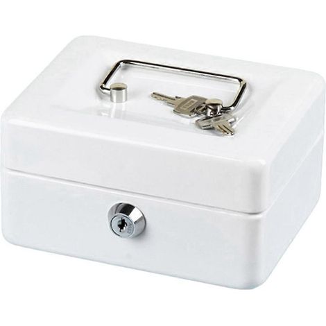 Coffre-fort de sécurité verrouillable pour petite caisse, blanc - (1/5)