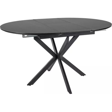 Table ronde extensible céramique noire 6 personnes pied métal MILANOZ3 (1/5)