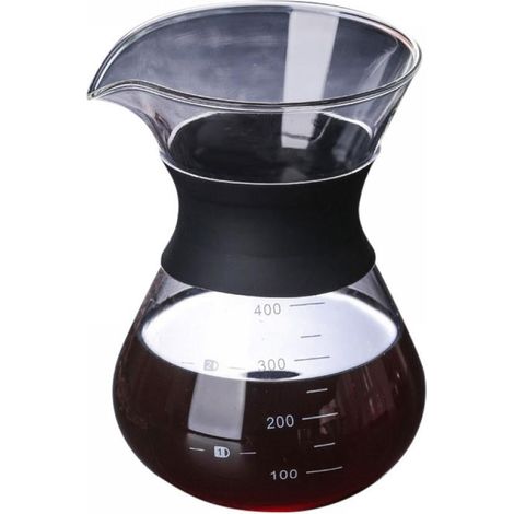Cafetière Filtre À Verser - Verre Borosilicate Résistant À La Chaleur - Filtre En Acier Inoxydable 304 - Échelle Graduée - 400 Ml - 1 Pièce (1/5)