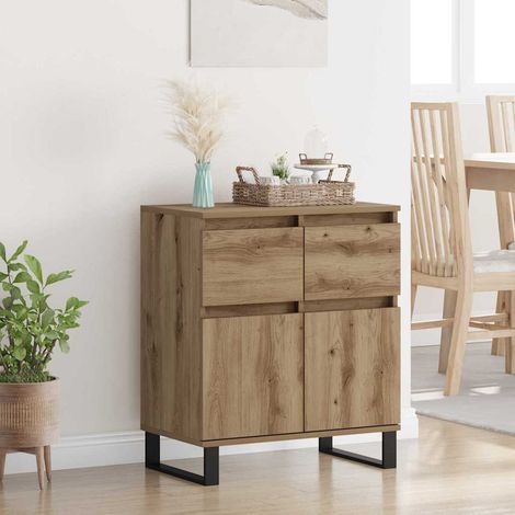 Buffet-Meuble de rangement Chêne artisanal 60 x 35 x 70 cm Bois d'ingénierie et fer 657058 (1/5)