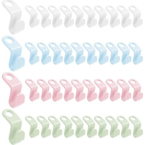 [JAMAIS UTILISÉ] 40 Pièces Cintre Gain de Place, Crochet Cintre Plastique, Crochet Gain De Place pour Cintre, en Cascade de Garde Robe, Organisateur pour Penderie Économie D'espace (1/4)
