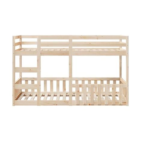 Lit superposé 80 × 200 cm en pin massif, pin massif durable, idéal chambre à coucher, style moderne, montage simple (1/5)