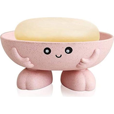 Seifenschale, hübsche Cartoon-Seifenschale für Bad und Küche, Badewanne, Waschbecken, rutschfestes Design, niedliche Seifenschale (rosa) (1/3)