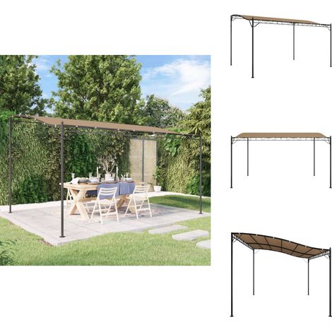 Auvent taupe 4x3 m 180 g/m² tissu et acier - Abri Jardin - Auvent Pliable - Parasol D'extérieur - Toile De Jardin - Tente De Réception (1/5)