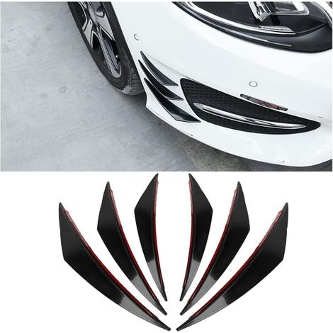 6Pcs Front Bumper Spoiler Kit, Car Front Bumper Canard Set, Windscreen Strip, Universal Bumper, Front Windscreen Strips (Black) MUMU (1/4)