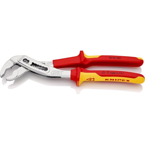 KNIPEX 88 06 250 SB Alligator® Pinza regolabile per tubi e dadi isolati con manici rivestiti in materiale bicomponente, collaudati VDE cromata 250 mm (1/2)
