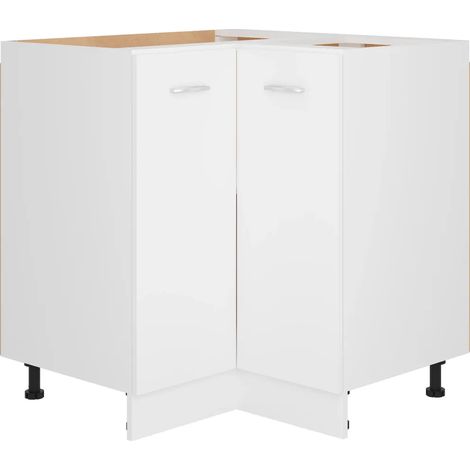 Armario de cocina bajo de esquina moderno 75,5 x 75,5 x 81,5 cm madera de ingeniería blanca 020047701 (1/5)