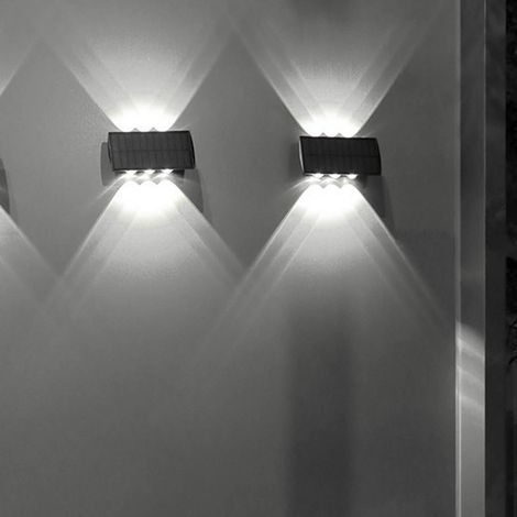 Projecteur solaire mural à double tête, applique murale solaire étanche IP65, éclairage extérieur pour clôtures, cours, garages, jardins, porches, lumière d'ambiance, projecteur à émission par le haut (1/5)
