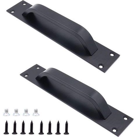 Poignées coulissantes en alliage d'aluminium pour portes coupe-feu, portes de placard, portes d'armoire, ouverture par simple pression, 20 cm x 4 cm, couleur noire (1/5)