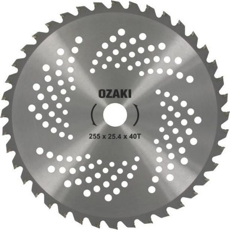 Lame 40 dents à pointe carbure adaptable pour débroussailleuse, coupe 255 mm, alésage 25,4 mm, épaisseur 1,3 mm (1/2)