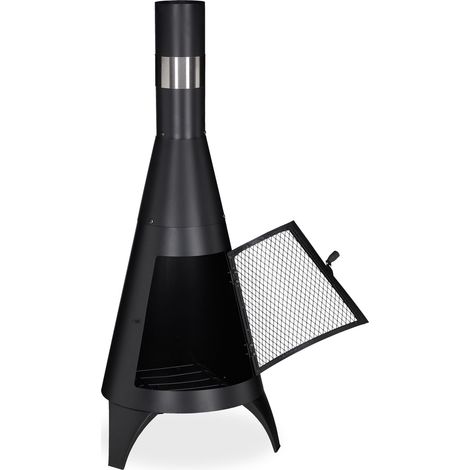 Camino da terrazza rustico in acciaio 75 x 40 x 40 cm con porta a griglia atmosfera accogliente 130005090