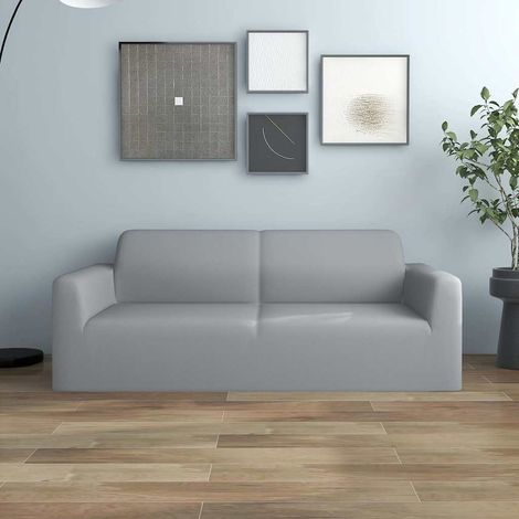 vidaXL Funda elástica para sillón de 2 plazas poliéster jersey gris (1/5)