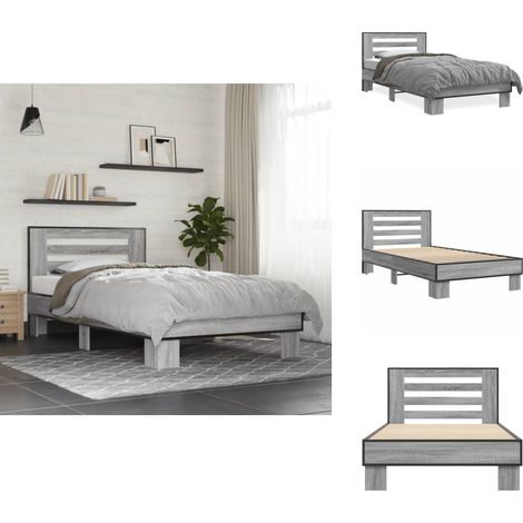 Cadre de lit sans matelas sonoma gris 100x200 cm - Cadre De Lit - Lit Double - Lit Sommier - Lit Design - Lit Moderne (1/5)