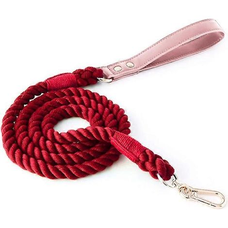 Tresse colorée pour chien, laisse dégradée pour chat, corde de traction pour animal, promenade sécurisée 150cm12mm, rouge vin. (1/4)