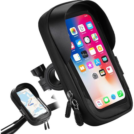 Waterproof Bicycle Phone Mount, 360° Rotating Handlebar Mount, Bicycle Handlebar Frame Bag with Touchscreen and Sunshade, Portable Motorcycle Phone Holder, for Smartphones under 4.5-6.4 Inches (1/5)