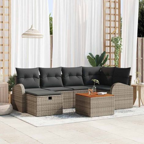 Set Divano da Giardino 7 pz Grigio Poly Rattan vidaXL (1/5)