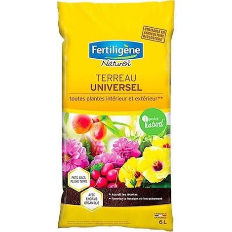 Terreau Universel - 6 L - Pour Rempotage Et Plantation En Pleine Terre - Biologique Certifié - Fabriqué En France (1/2)