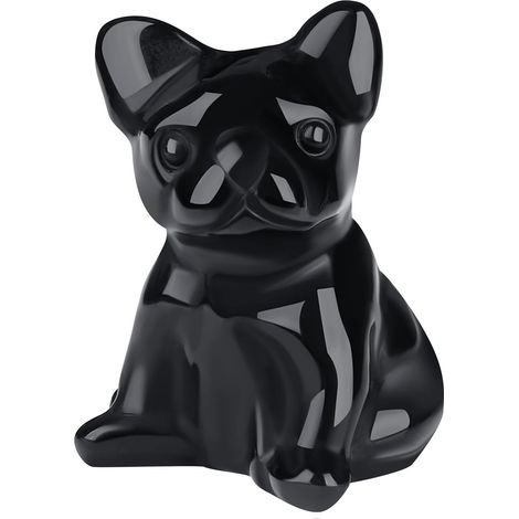 Cadeaux Bouledogue Français pour Femmes et Hommes, Décorations Bouledogue Français, Figurine Bouledogue en Cristal d'Obsidienne Noire pour Salon (1/5)