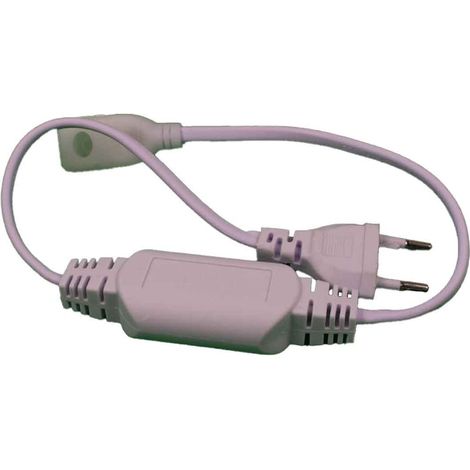 Cavo di Alimentazione per Striscia LED 8A 2Gx0,75mm² 200-240V Lunghezza 0,5m Colore Bianco + Tappi di Chiusura