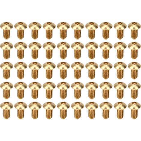 Vis M4 x 8 mm, Lot de 50 vis à tête bombée en cuivre pur, visserie hexagonale pour fixation.