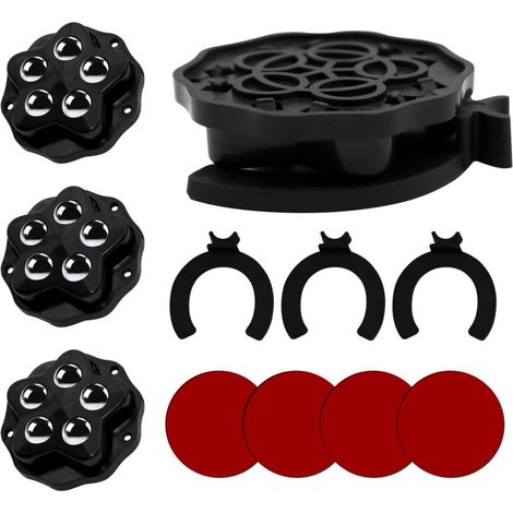 Lot de 4 petites roulettes à billes de transfert, roulettes de meubles autocollantes, roulettes à billes 360° (noires)