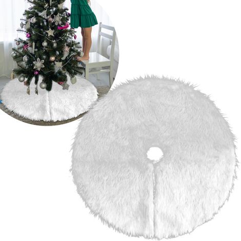 SWANEW Gonna per albero di Natale 78 cm/30.7 pollici, gonna per albero di Natale in pelliccia sintetica, decorazioni per albero di Natale, bianco (1/5)