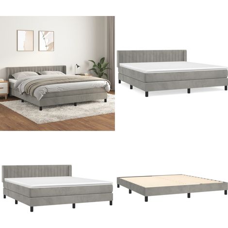 Sommier Ă lattes de lit et matelas Gris clair 160x200cm Velours - Lit Plateforme - Lit Velours - Lit Double - Literie - Chambre Ă Coucher - Home & Living (1/5)