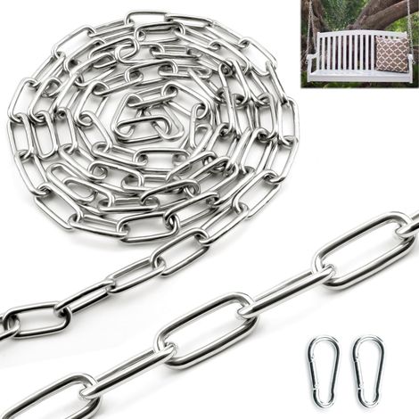 Chaine Acier Inoxydable 304 Chainette Metal 1,5M φ4 mm Chaine avec Maillons Soudés pour Chaine Chien Clôture Hamac Chaine de Levage Chaine Antivol Chaine de Pluie (1/5)