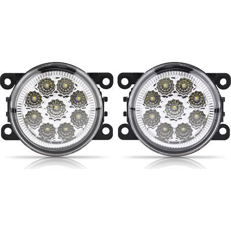 Phare antibrouillard avant rond à 9 LED avec feux de jour (DRL) de remplacement pour Focus (1/5)