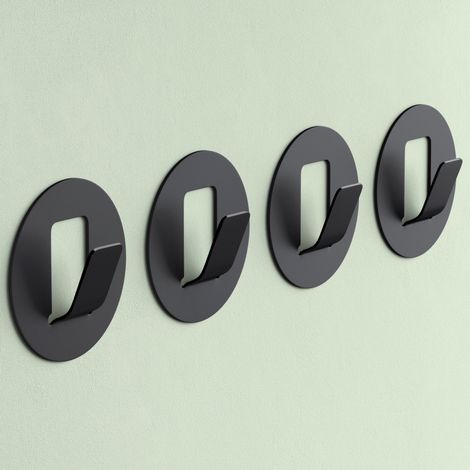 Mai & Mai Kleiderhaken 4 Stück Wandgarderobe Wandhaken aus Aluminiumlegierung Garderobenleiste Garderobenhaken 58x58mm Schwarz Stalo-16 (1/5)