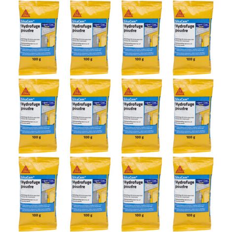 Set von 12 wasserabweisenden Zusatzmitteln für Beton und Mörtel SIKA SikaCem Hydrofuge Pulver - 100g