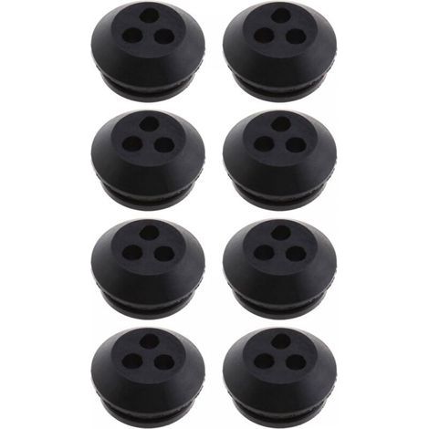 Lot de 8 joints de réservoir de carburant à 3 trous en caoutchouc noir, diamètre de trou de 5 mm, pour remplacement de souffleur, débroussailleuse, tondeuse à gazon (1/5)
