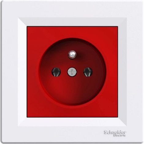 Prise simple avec terre - - EPH2800421 - Rouge et blanc - 2P+T - À encastrer