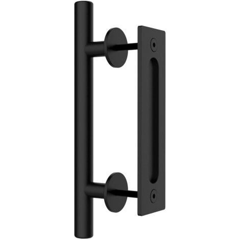 30cm Matériel de poignée de porte de grange coulissant, avec poignée de doigt de chasse d'eau, poignée et kit de poignée de porte de grange de chasse d'eau pour armoire de porte de garage (1/5)