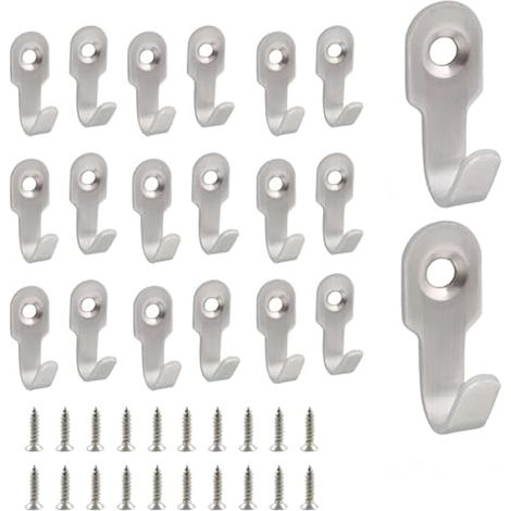 Mini crochets muraux en acier inoxydable en forme de J pour tableau, serviette de bain, miroir, matériel de suspension, clés, manteaux, argenté (1/5)