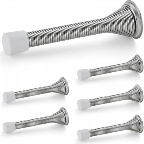 Butées de porte, lot de 6, à ressort avec butée en caoutchouc, en nickel satiné pour le bas de la porte (1/5)