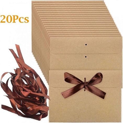 20 enveloppes brunes avec ruban, enveloppes kraft avec ruban, enveloppes en papier kraft, enveloppes kraft (1/4)