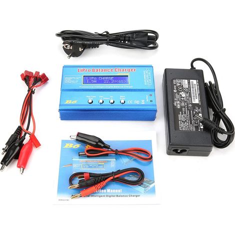 Chargeur d'équilibre, 80 W Chargeur Batterie LiPo pour LLiPo NiMH RC Batterie, avec écran LCD (Prise européenne) (1/5)