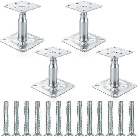 Set mit 4 verstellbaren Pfostenhalterungen, verzinkter Stahl, Höhe 100 bis 150 mm, Schnellmontage, für Beton und Asphalt (1/5)