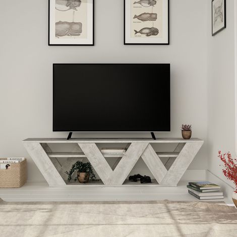 Decortie Ralla Moderner TV-Ständer Multimedia-Zentrum TV-Einheit Mit Regalen 158cm - Antikweiß