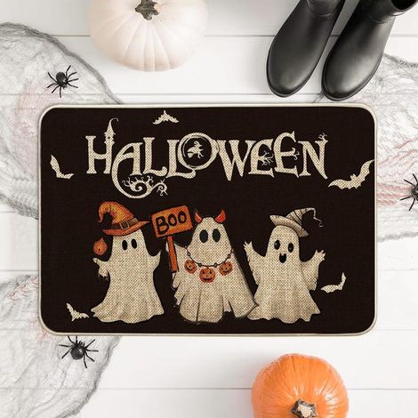 Zerbino di Halloween con fantasma e pipistrello - Decorazione stagionale - 40 x 60 cm (1/4)