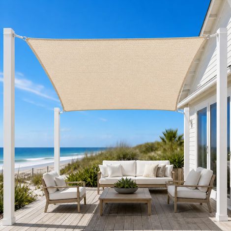 Voile d'ombrage rectangulaire Beige à Bords Droits de 1,5 x 2,4 m pour extérieur, Housse de pergola, Tissu Anti-UV (1/5)
